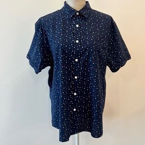 EUC apt 9 Navy Short Sleeve Camp Shirt Size L